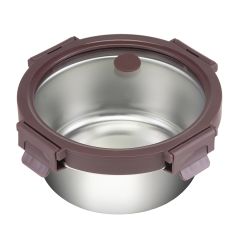 Ланч-бокс стальной со стеклянной крышкой, 650 мл, сливовый, Smart Solutions