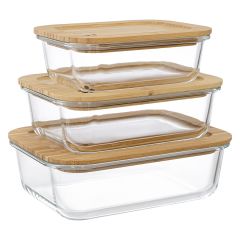 Набор контейнеров для запекания и хранения Eco Store с крышками из бамбука, 3 шт., Smart Solutions
