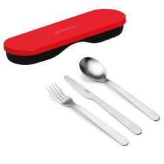 Набор столовых приборов в футляре On The Go, красный, 3 шт., Guzzini