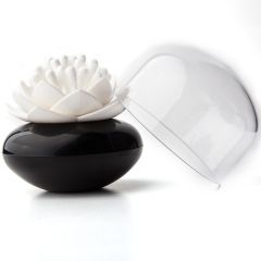 Контейнер для хранения ватных палочек Lotus черный-белый, Qualy