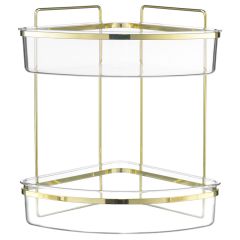 Полка для душа настенная двухъярусная угловая Siv, золотистая, Bergenson Bjorn Bath