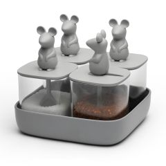 Набор банок для сыпучих продуктов Lucky Mouse Seasoning, 4 шт, Qualy