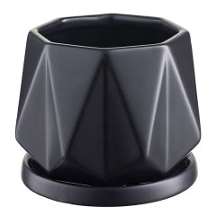 Горшок цветочный Rhombus, 12,5 см, матовый черный, Liberty Jones