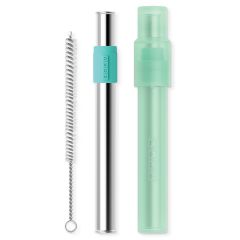 Соломинка из нержавеющей стали Jumbo в футляре, мятная, Zoku