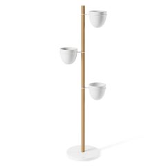 Подставка для растений Floristand, белая/натуральное дерево, 3 горшка, Umbra