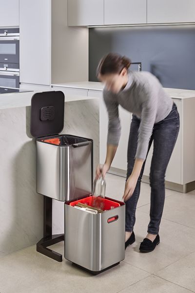 Контейнер для мусора с двумя баками Totem Compact 40 л нержавеющая сталь, Joseph Joseph, изображение 8