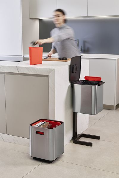 Контейнер для мусора с двумя баками Totem Compact 40 л нержавеющая сталь, Joseph Joseph, изображение 7