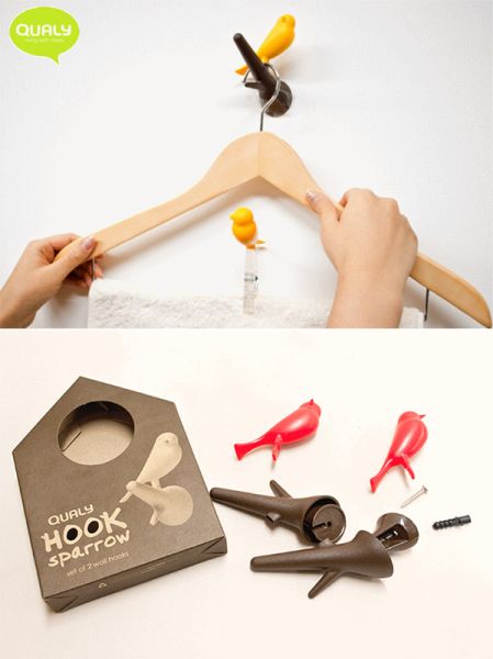 Вешалки настенные Sparrow 2 шт. белые-зеленые, Qualy, изображение 3