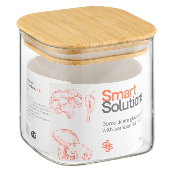 Банка для хранения Smart Solutions с крышкой из бамбука, 800 мл, Smart Solutions, изображение 10