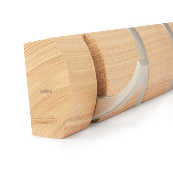 Вешалка настенная горизонтальная Flip 5 крючков натуральное дерево, Umbra, изображение 5