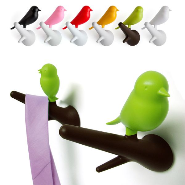 Вешалки настенные Sparrow 2 шт. белые-розовые, Qualy, изображение 2