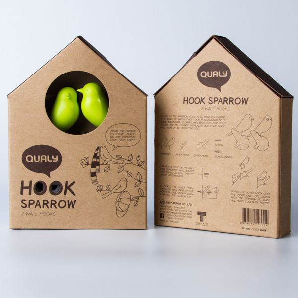 Вешалки настенные Sparrow 2 шт. белые-зеленые, Qualy, изображение 4