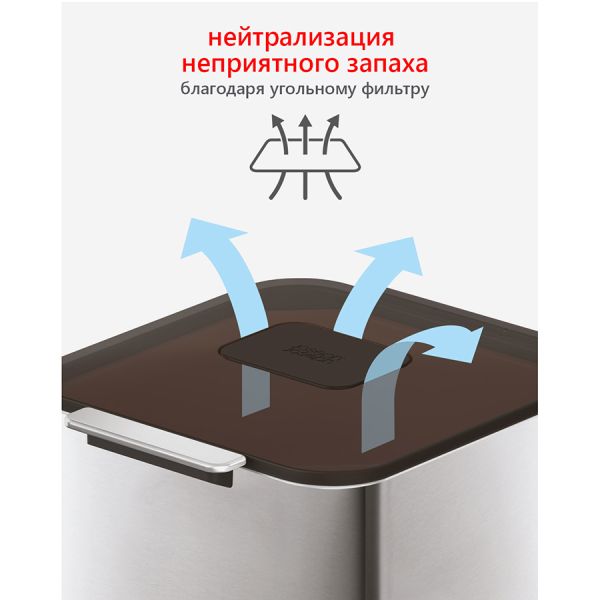 Контейнер для мусора с двумя баками Totem Compact 40 л графит, Joseph Joseph, изображение 3