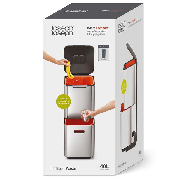 Контейнер для мусора с двумя баками Totem Compact 40 л графит, Joseph Joseph, изображение 21
