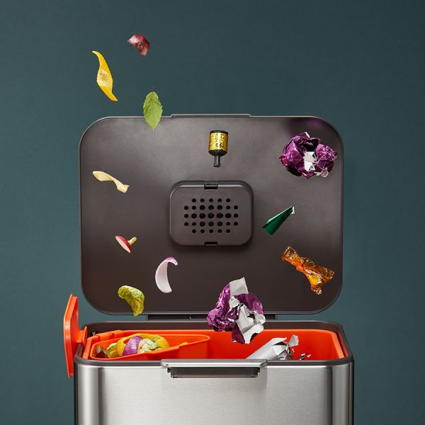 Контейнер для мусора с двумя баками Totem Compact 40 л нержавеющая сталь, Joseph Joseph, изображение 24