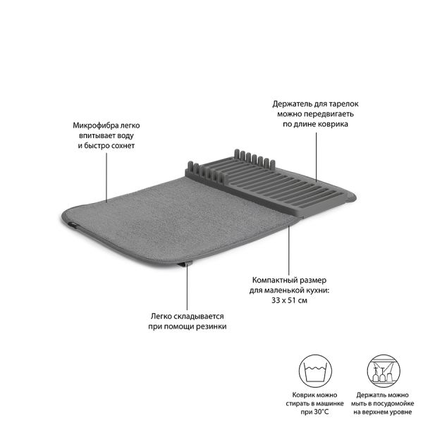 Коврик для сушки Udry mini тёмно-серый, Umbra, изображение 9