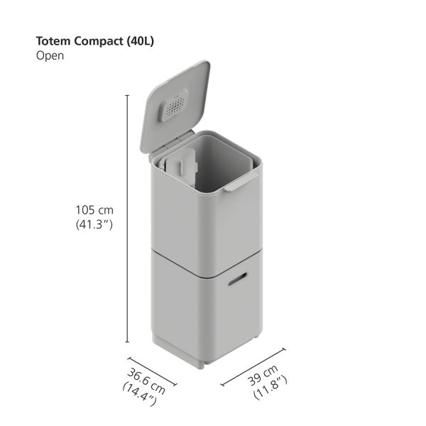 Контейнер для мусора с двумя баками Totem Compact 40 л нержавеющая сталь, Joseph Joseph, изображение 20