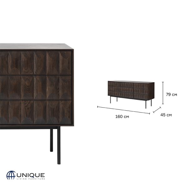 Комод Unique Furniture, Latina, 3 секции, 160х45х79 см, Unique Furniture, изображение 6