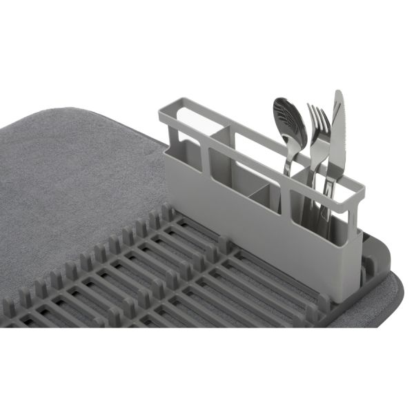 Коврик для сушки посуды с отсеком для столовых приборов Udry, тёмно-серый, Umbra, изображение 2
