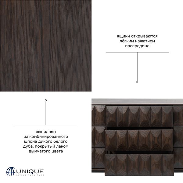 Комод Unique Furniture, Latina, 3 секции, 160х45х79 см, Unique Furniture, изображение 7