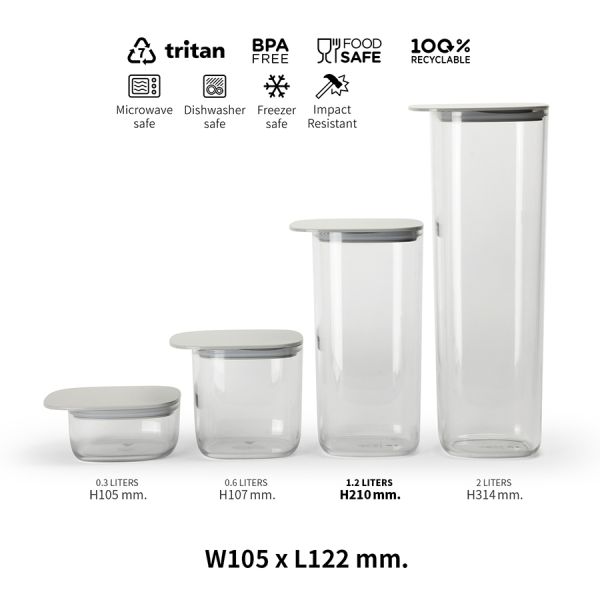 Контейнер для хранения с плоской крышкой, 1,2 л, серый, Qualy, изображение 8