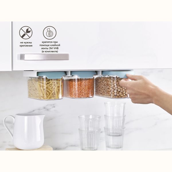 Набор из 3 подвесных контейнеров для хранения CupboardStore 900 мл светлый опал, Joseph Joseph, изображение 17