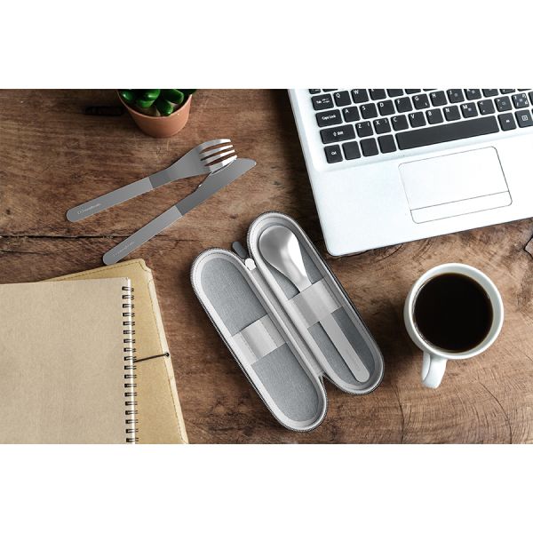 Набор из 3 столовых приборов в футляре MB Slim Nest, grey, Monbento, изображение 2