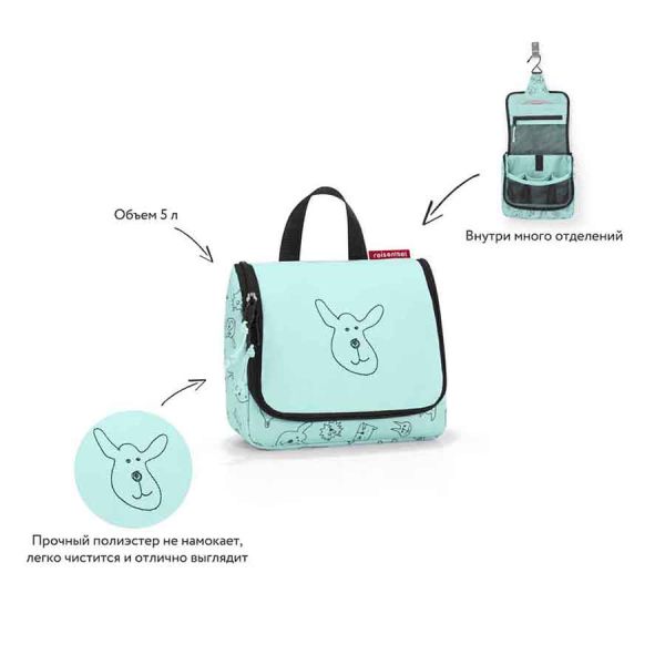 Органайзер детский Toiletbag S cats and dogs mint, Reisenthel, изображение 6