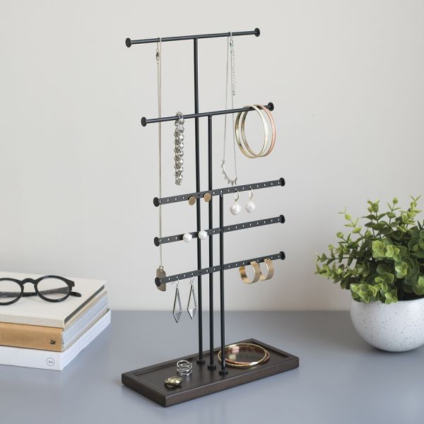 Органайзер для украшений Trigem, 5 ярусов, черный/орех, Umbra, изображение 2