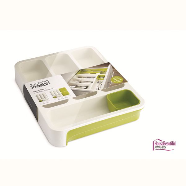 Органайзер для столовых приборов DrawerStore™ раздвижной белый-зеленый, Joseph Joseph, изображение 8