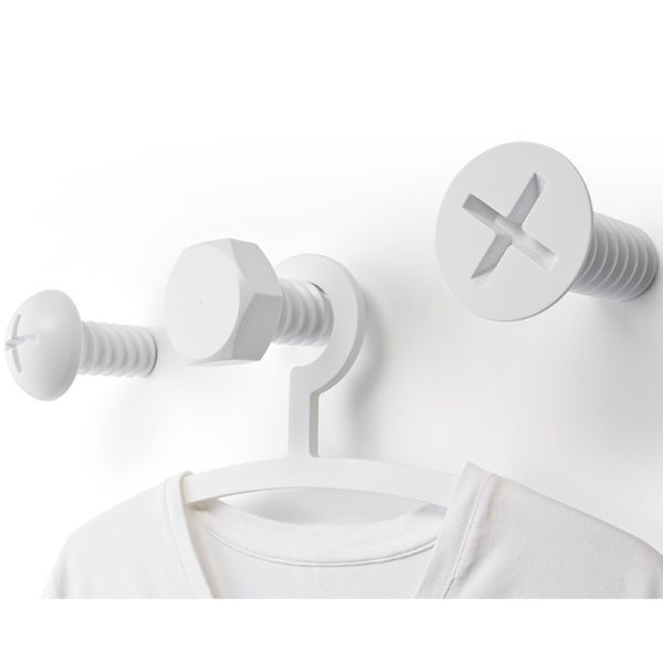 Набор вешалок Screw 3 шт. белый, Qualy, изображение 2
