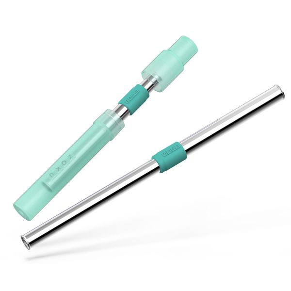 Соломинка из нержавеющей стали Jumbo в футляре, мятная, Zoku, изображение 3