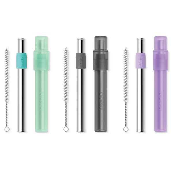 Соломинка из нержавеющей стали Jumbo в футляре, мятная, Zoku, изображение 6