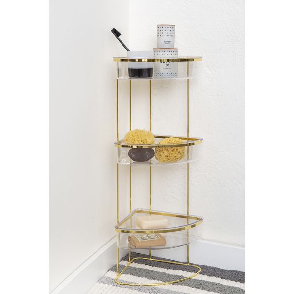 Полка напольная трехъярусная угловая Siv, золотистая, Bergenson Bjorn Bath, изображение 2