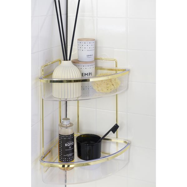 Полка для душа настенная двухъярусная угловая Siv, золотистая, Bergenson Bjorn Bath, изображение 2