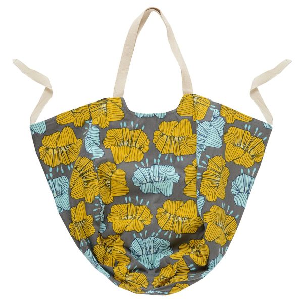 Пляжная сумка из хлопка серого цвета с принтом Цветы из коллекции Prairie, Tkano, изображение 2