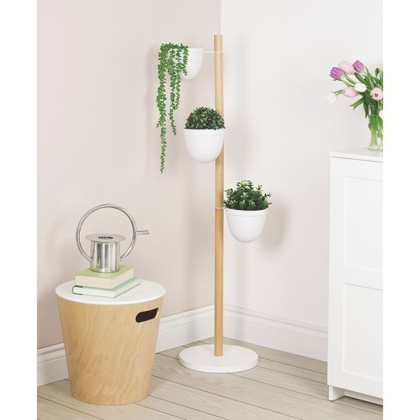 Подставка для растений Floristand, белая/натуральное дерево, 3 горшка, Umbra, изображение 2