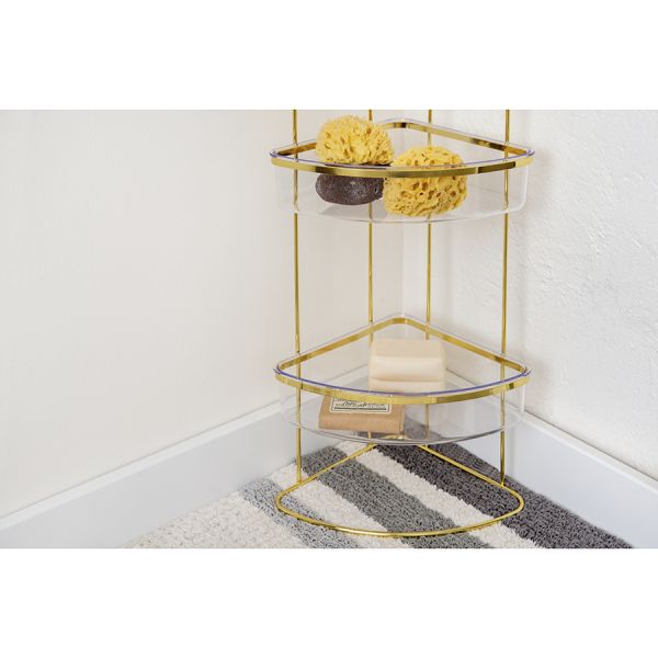 Полка напольная трехъярусная угловая Siv, золотистая, Bergenson Bjorn Bath, изображение 4
