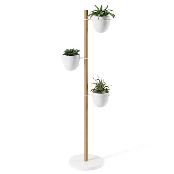 Подставка для растений Floristand, белая/натуральное дерево, 3 горшка, Umbra, изображение 6