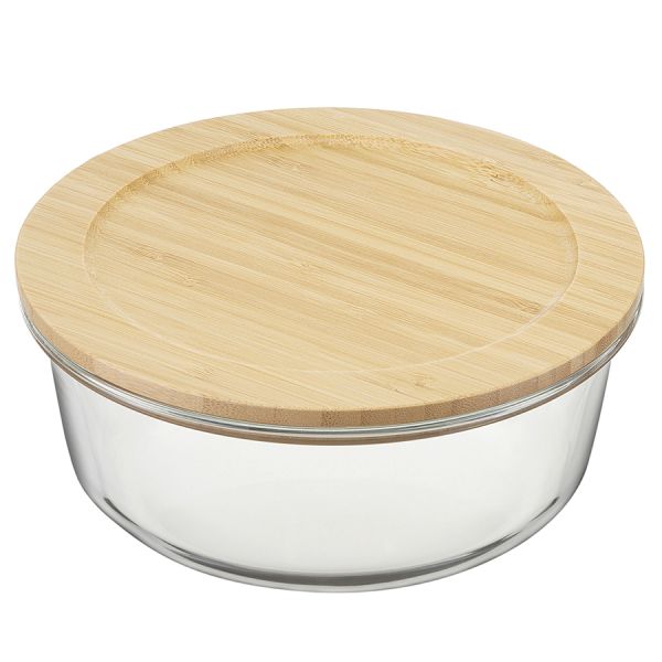 Набор стеклянных круглых контейнеров с бамбуковыми крышками, 3 шт., Smart Solutions, изображение 2