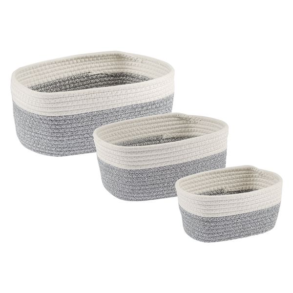 Корзина для хранения Filis, 30х22х14 см, кремовая/светло-серая, Bergenson Bjorn, изображение 3