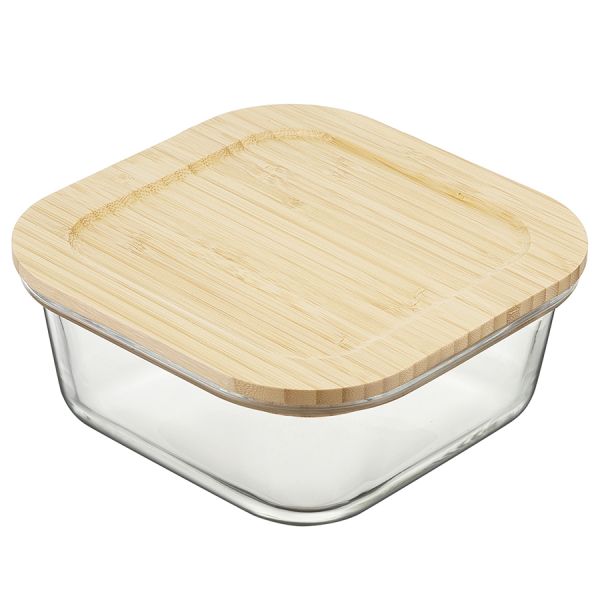 Набор стеклянных квадратных контейнеров с бамбуковыми крышками, 3 шт., Smart Solutions, изображение 2