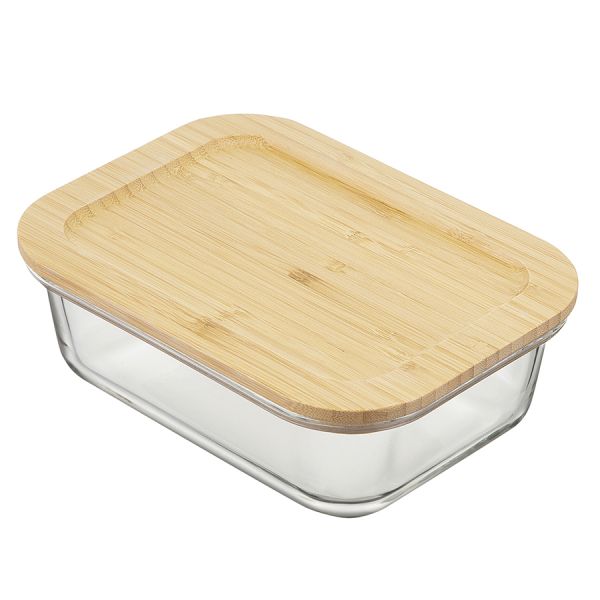 Набор стеклянных прямоугольных контейнеров с бамбуковыми крышками, 3 шт., Smart Solutions, изображение 7