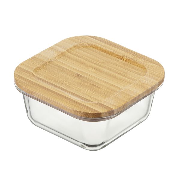 Набор стеклянных квадратных контейнеров с бамбуковыми крышками, 3 шт., Smart Solutions, изображение 3