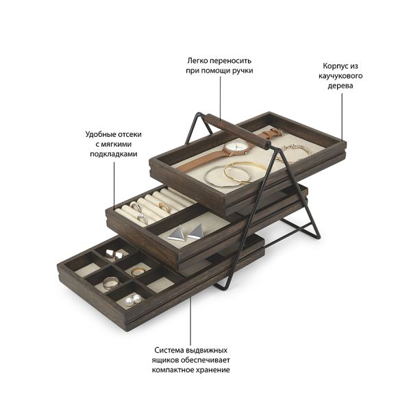Шкатулка для украшений TERRACE орех, Umbra, изображение 15