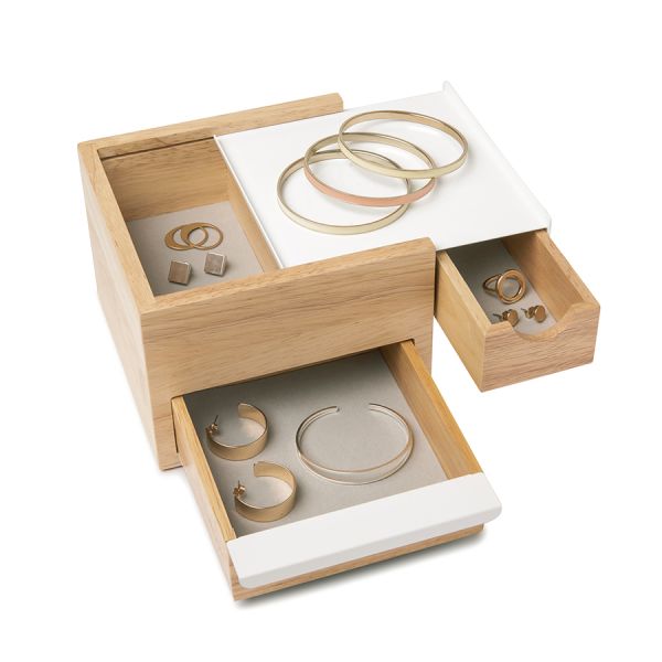 Шкатулка для украшений Stowit Mini белая-дерево, Umbra, изображение 9