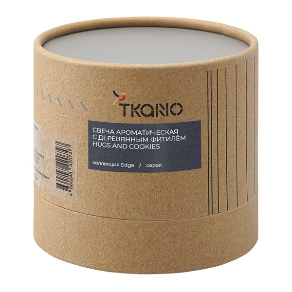 Свеча ароматическая с деревянным фитилём Hugs and Cookies из коллекции Edge, серый, 60 ч, Tkano, изображение 6
