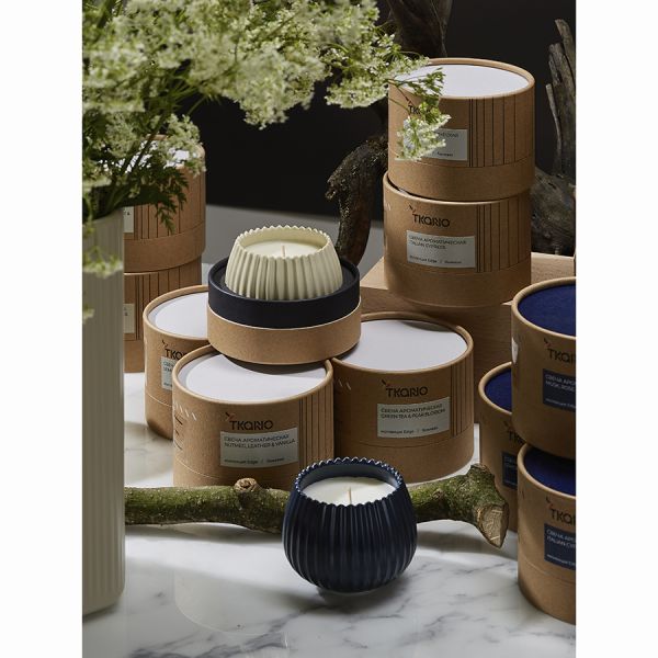 Свеча ароматическая Cypress, Jasmine & Patchouli из коллекции Edge, синий, 30 ч, Tkano, изображение 2