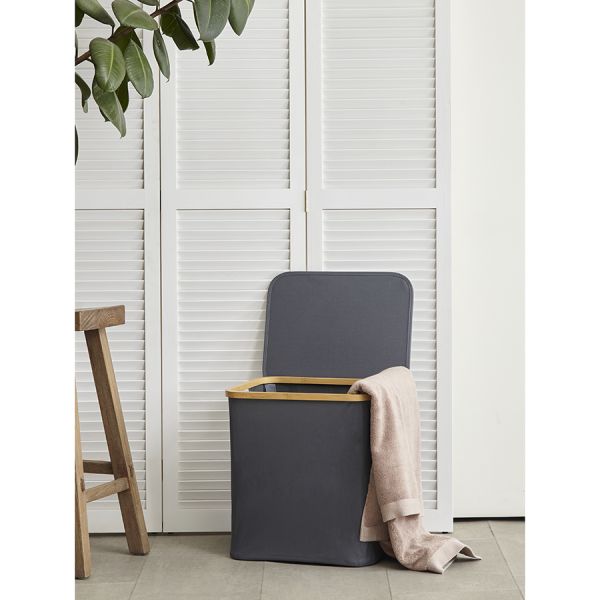 Корзина для белья Neat Mid, 40x33x43 см, серая, Smart Solutions, изображение 3