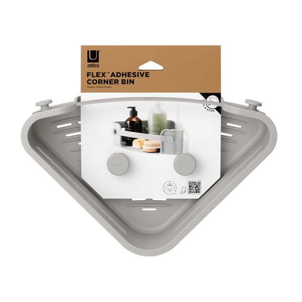 Органайзер для душа угловой Flex Adhesive, серый, UMBRA, изображение 8